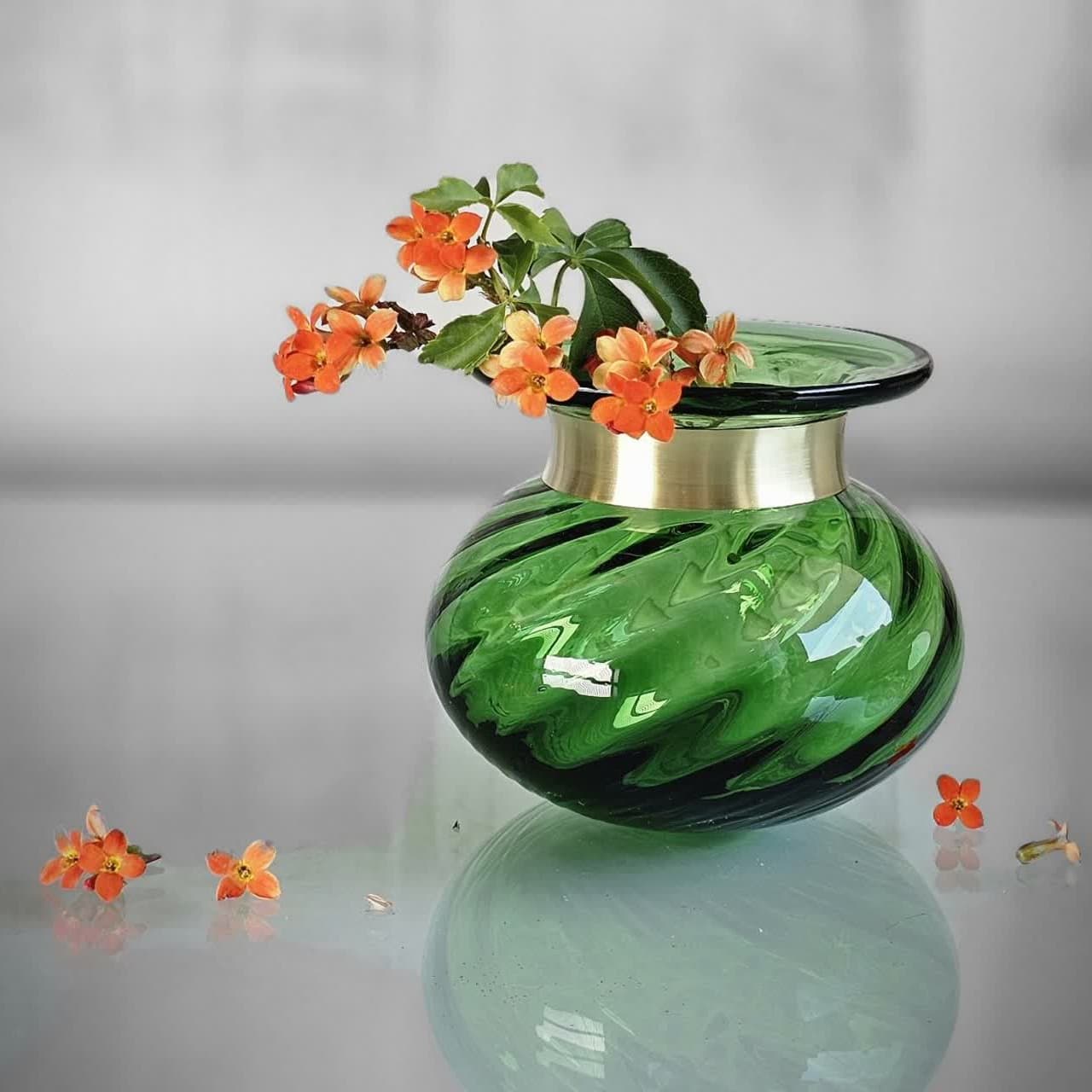 گلدان توپی گردن برنجی